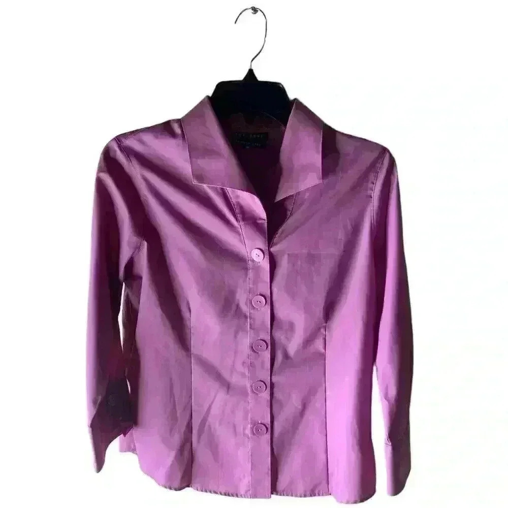 Foxcroft Blouse Shirt Women's Size 6 Petite Long Sleeves Button Front